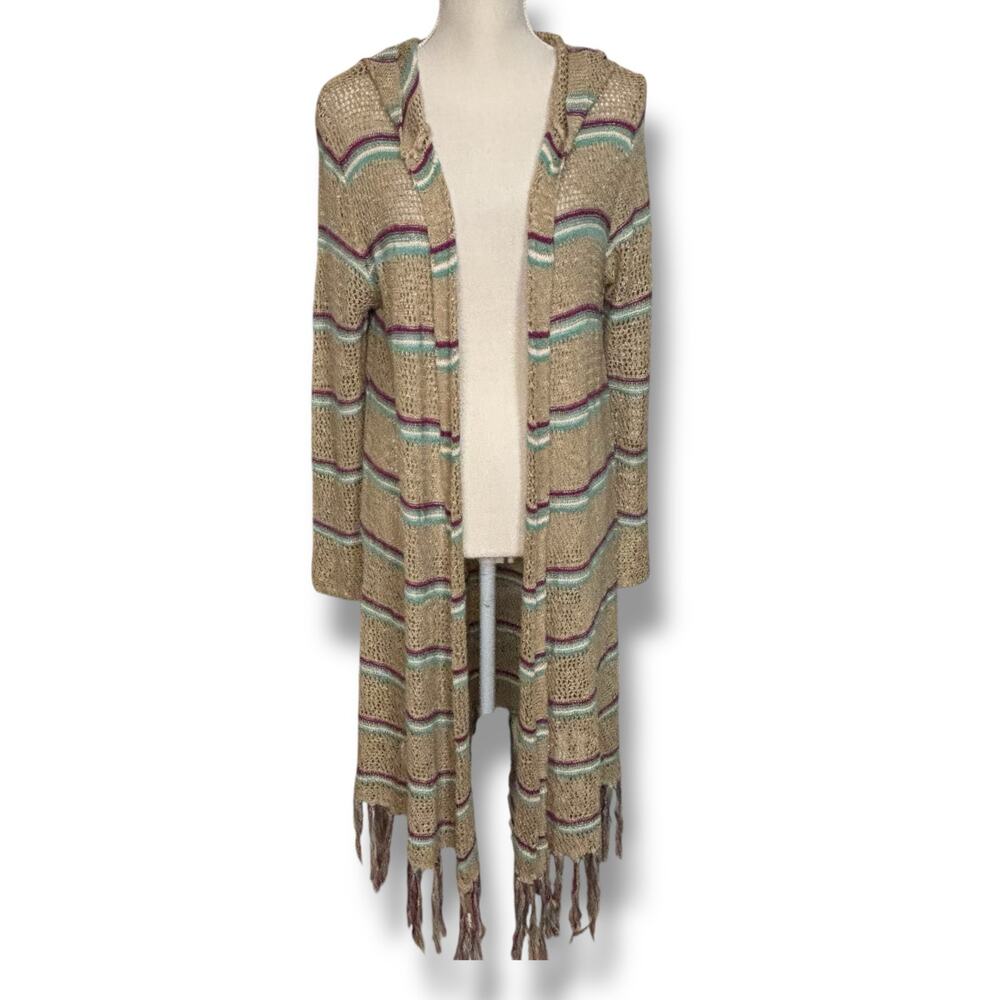 NWT Umgee Long Khaki Cardigan with Hood - Size 1XL